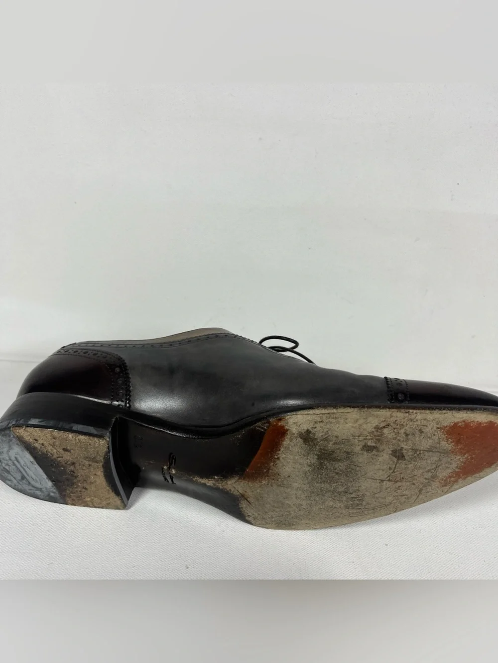 Santoni Leather Cap Toe Oxford Dress Shoes Multi Tone Made in Italy Size 9.5